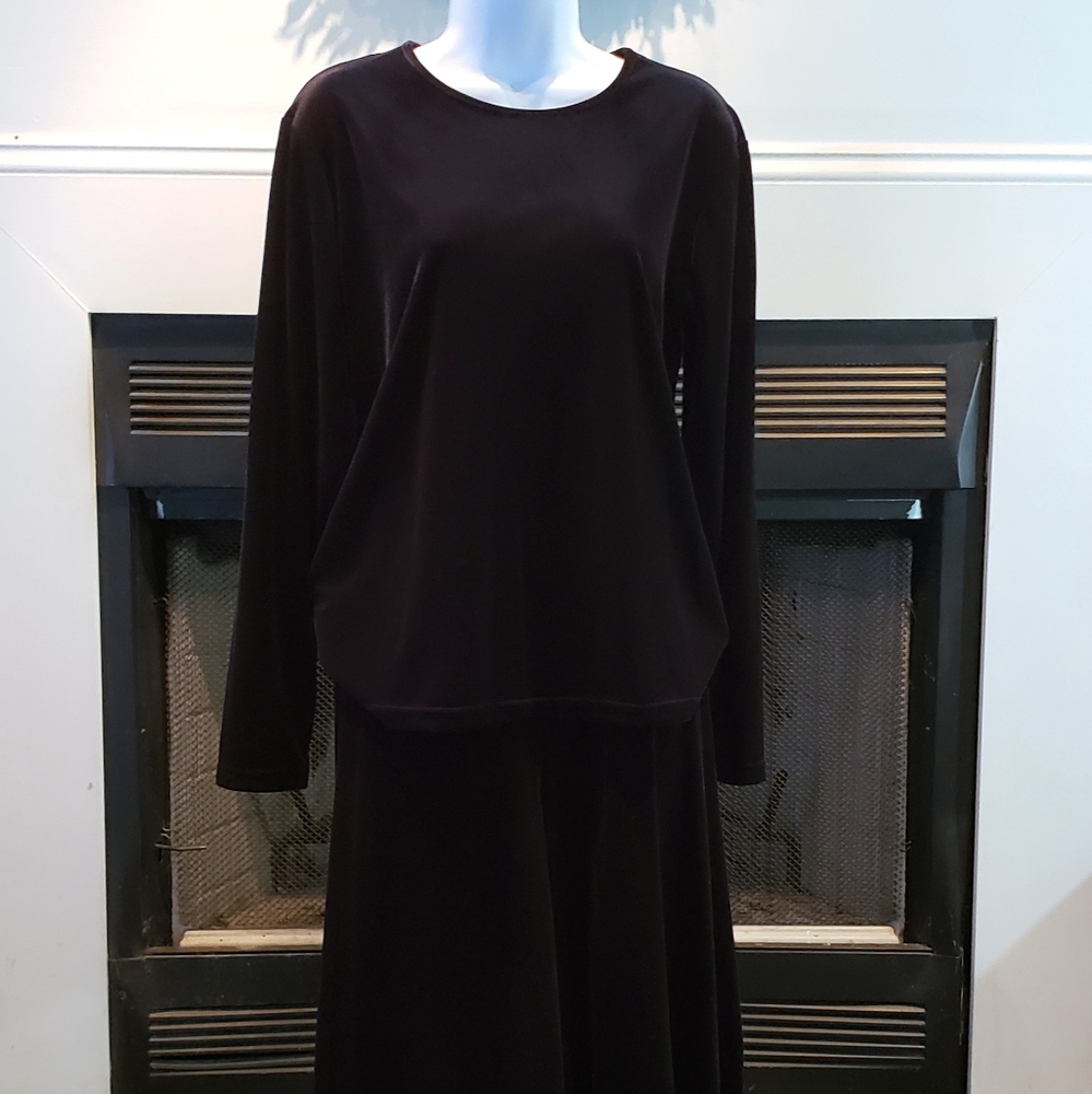 Black Velvet Long Sleeve Top and Cullotes Pair